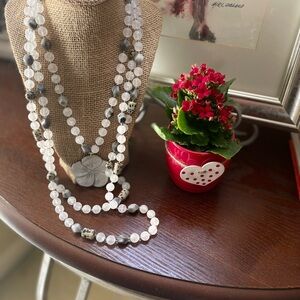 Elegant Anthropology Silver Beaded Necklace